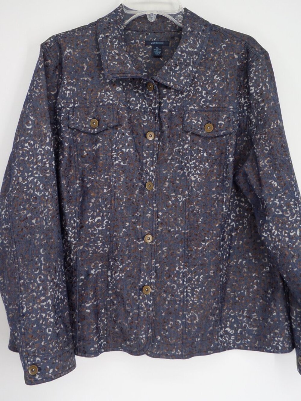 Westbound Women's Fall Multi Color Jean Jacket Color Abstract Print  Size XL